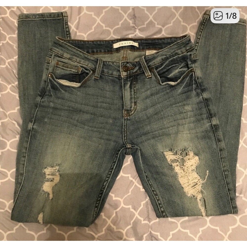 Eunina Clara High Rise Skinny Jeans Size 7 Women Distressed Denim Crop Stretch